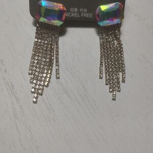 Elegant Silver and Iridescent Dangle Earrings